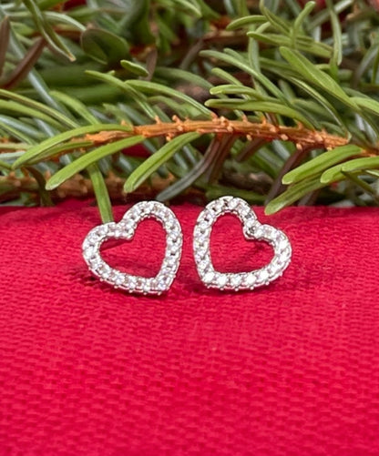 Crystal Delight Heart Stud Earrings 925 Sterling Silver
