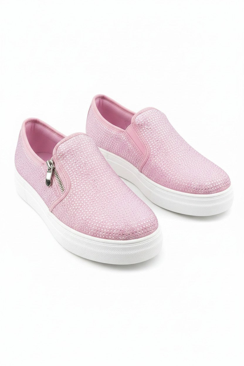Crystal Deluxe Zip Pumps Limited Edition Trainers Pink