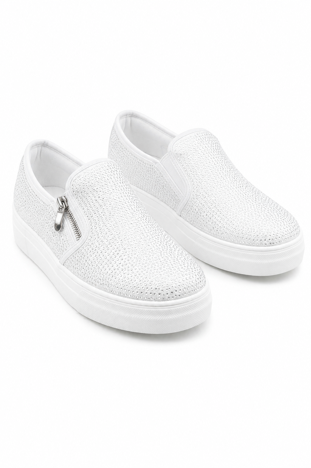 Crystal Deluxe Zip Pumps Limited Edition Trainers White