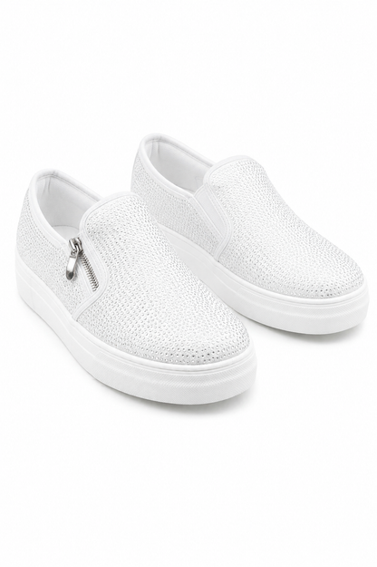 Crystal Deluxe Zip Pumps Limited Edition Trainers White