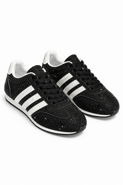 Crystal Dewdrop Lace-Up Trainers Black