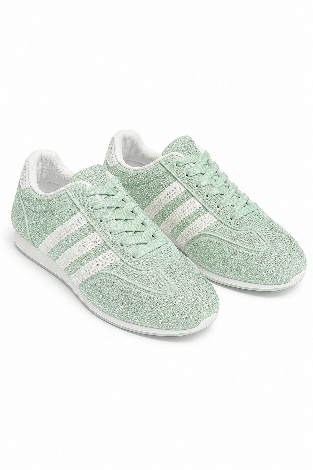 Crystal Dewdrop Lace-Up Trainers Green