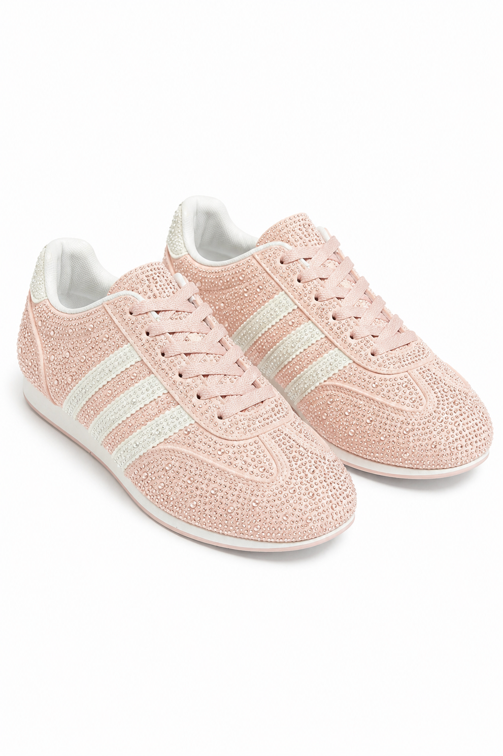 Crystal Dewdrop Lace-Up Trainers Pink