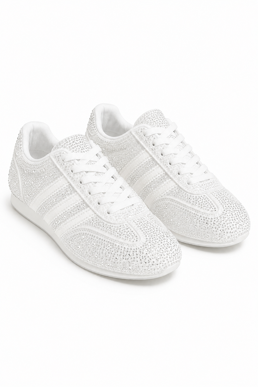 Crystal Dewdrop Lace-Up Trainers White