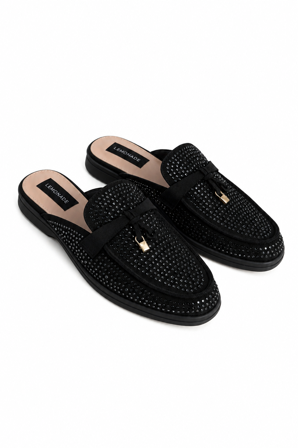 Crystal Dream Slip On Clog Mules Black