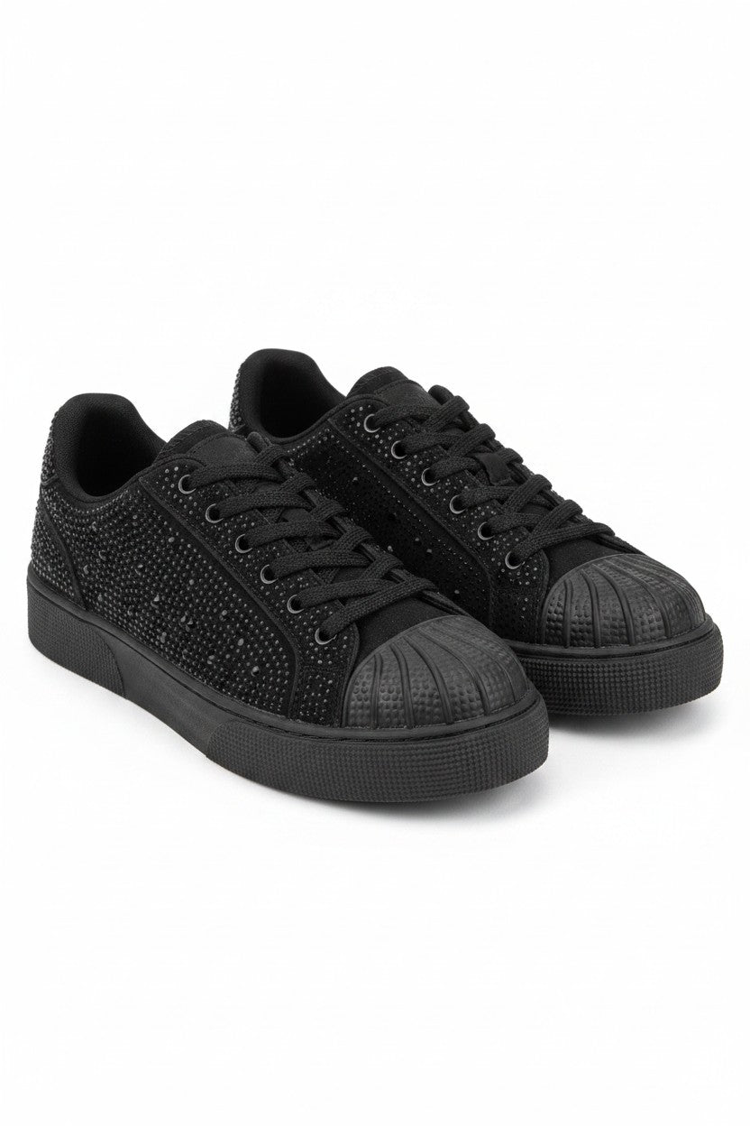Crystal Embellished Aura Lace-Up Trainers Black