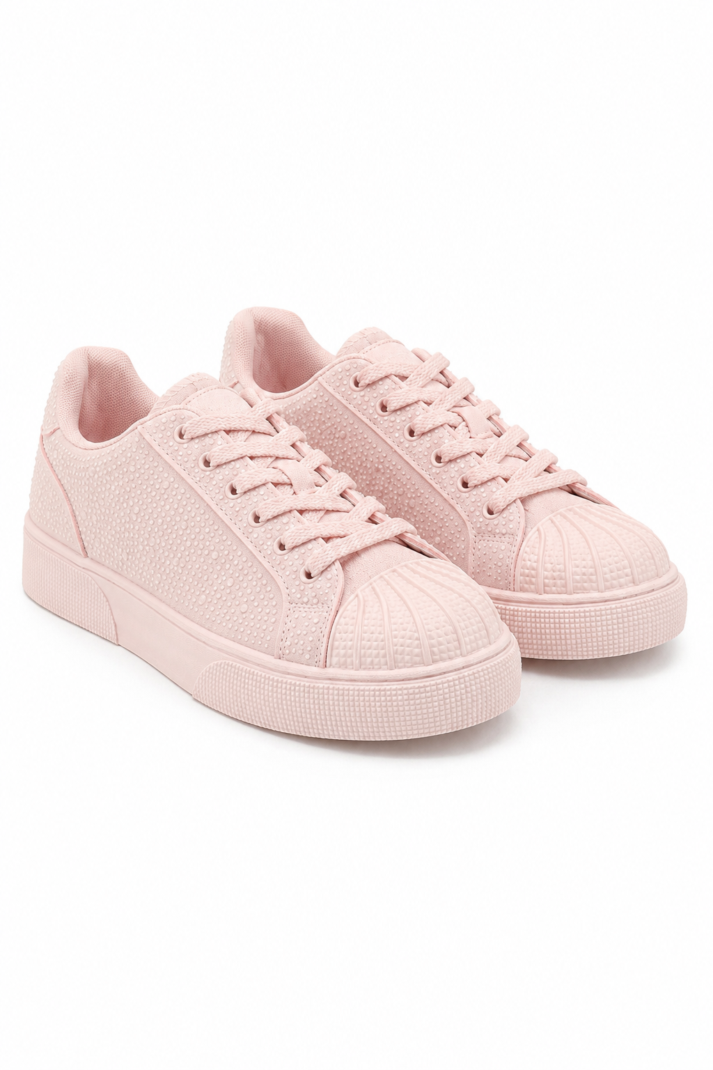 Crystal Embellished Aura Lace-Up Trainers Pink