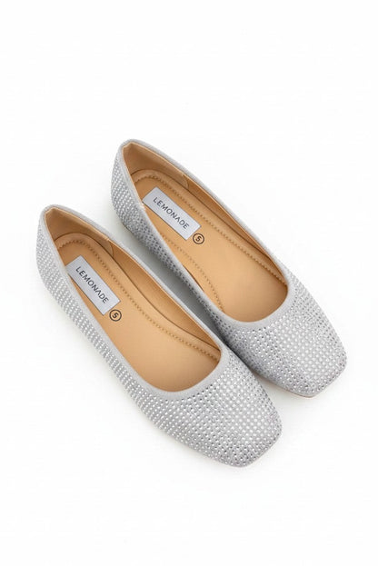 Crystal Embellished Showstopper Ballet Flats Silver