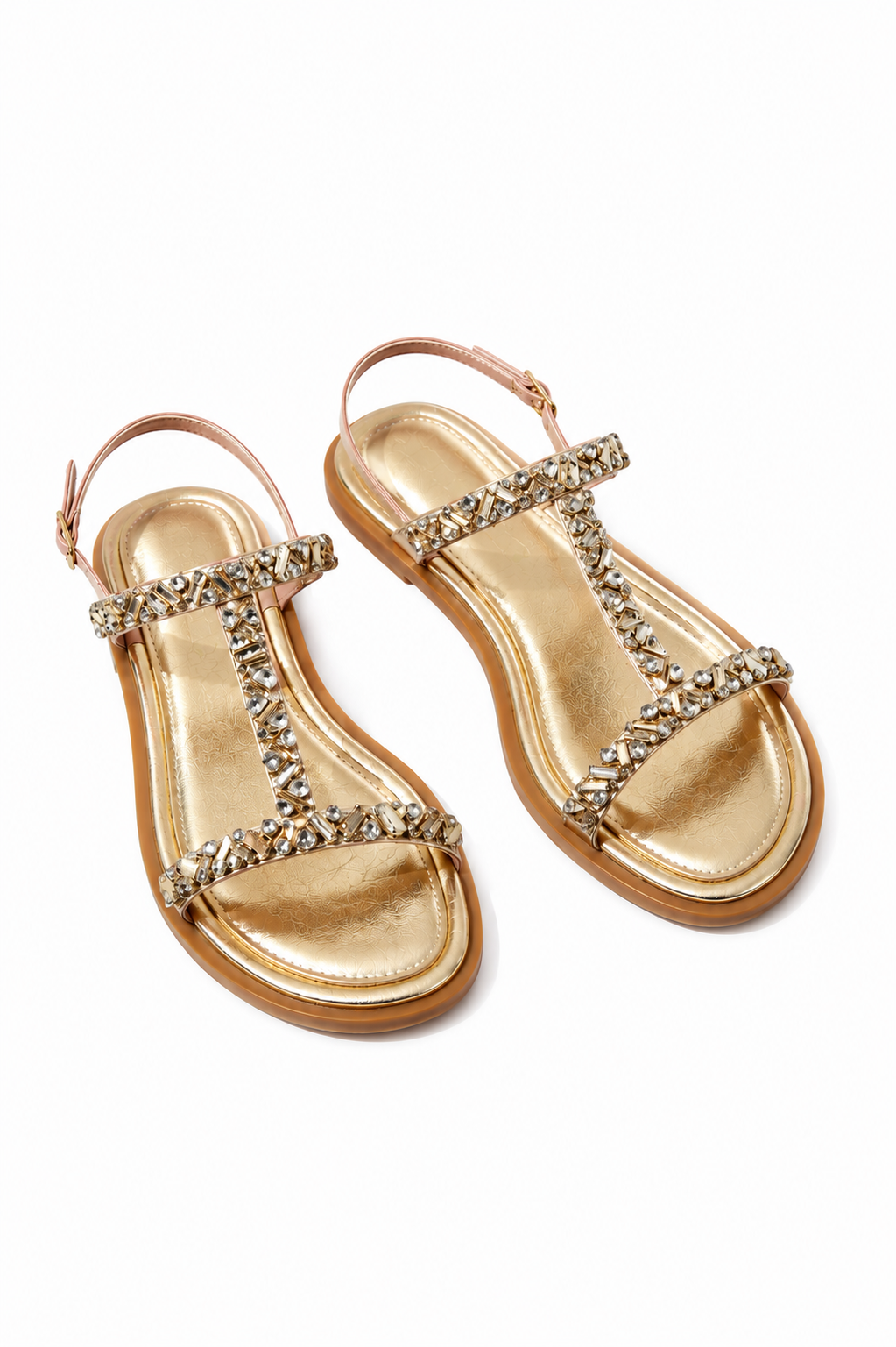 Crystal Enchanted Daydream T-Bar Sandals Gold