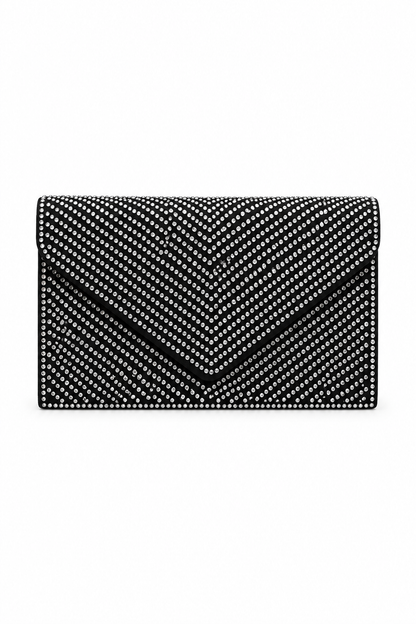 Crystal Glam Envelope Clutch Bag Black