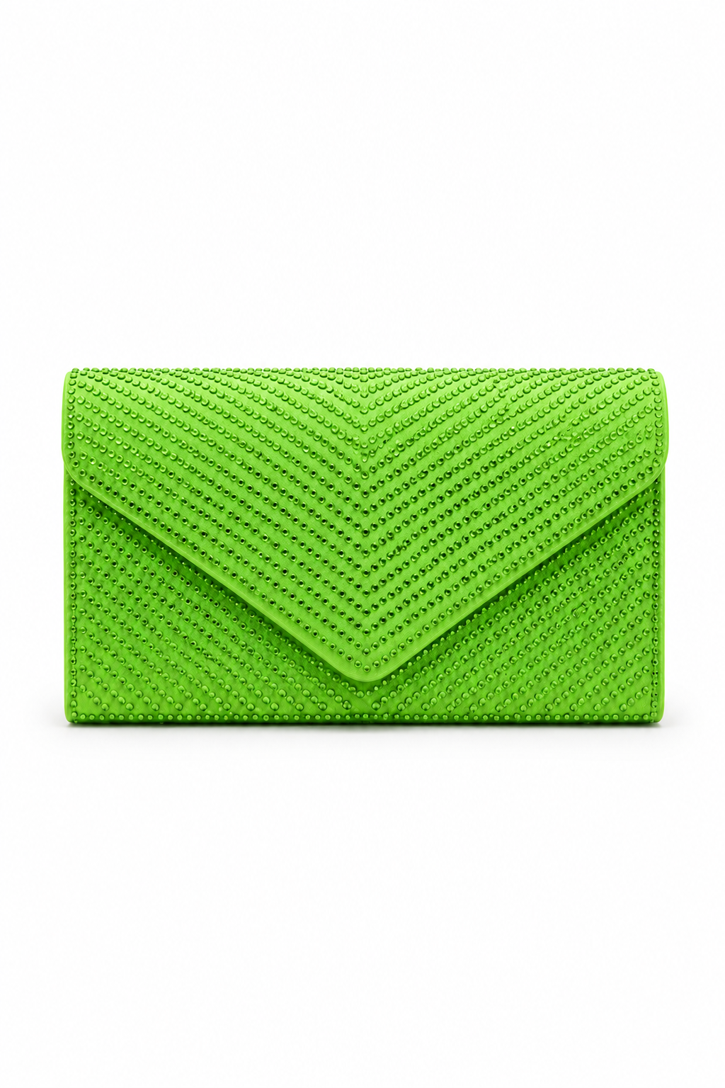Crystal Glam Envelope Clutch Bag Lime Green
