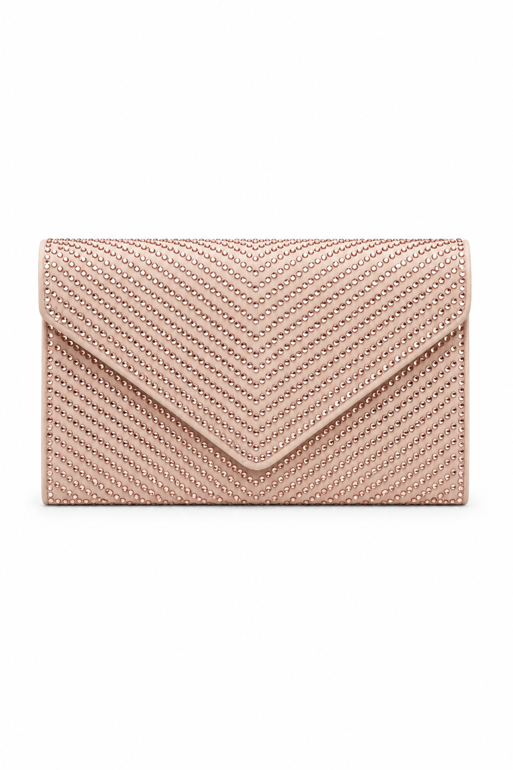 Crystal Glam Envelope Clutch Bag Nude