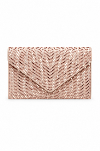 Crystal Glam Envelope Clutch Bag Nude