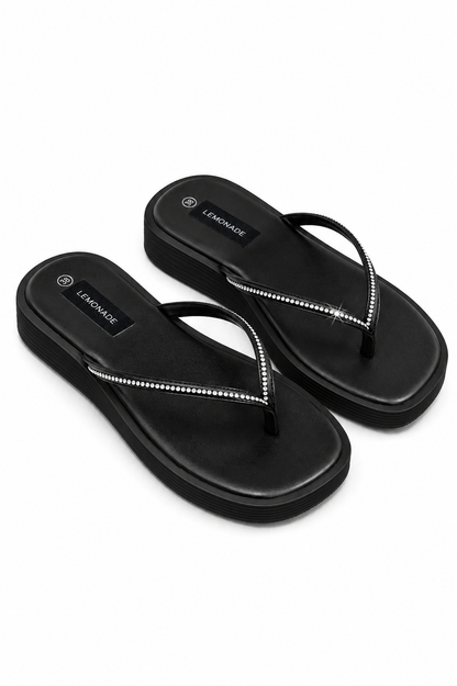 Crystal Glide Slip-On Chunky Flip Flops Black