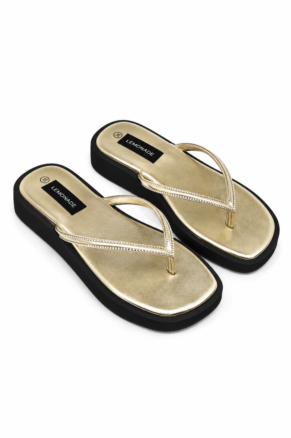Crystal Glide Slip-On Chunky Flip Flops Gold