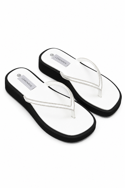 Crystal Glide Slip-On Chunky Flip Flops White