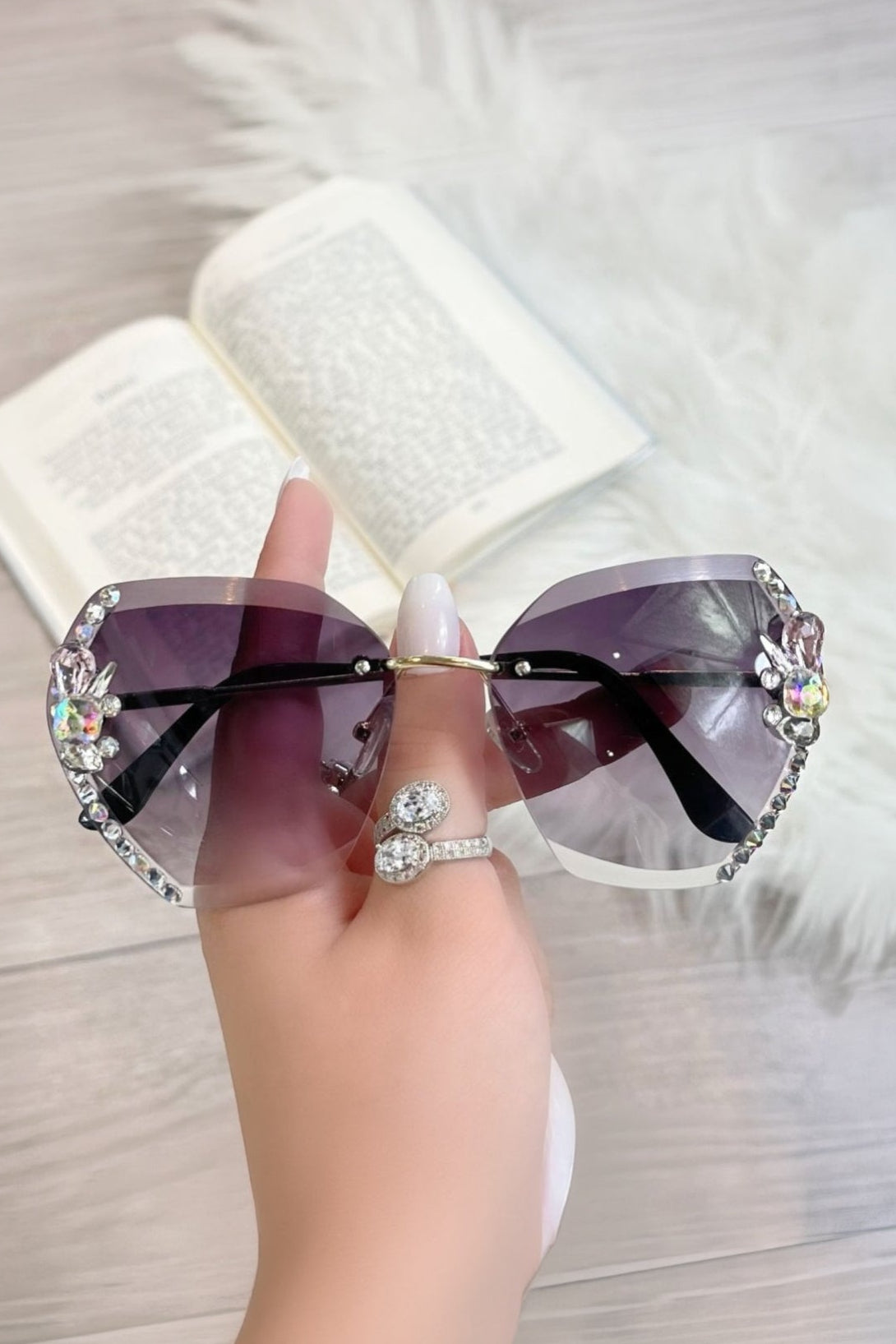 Crystal Glimmer Fashion Glasses Grey