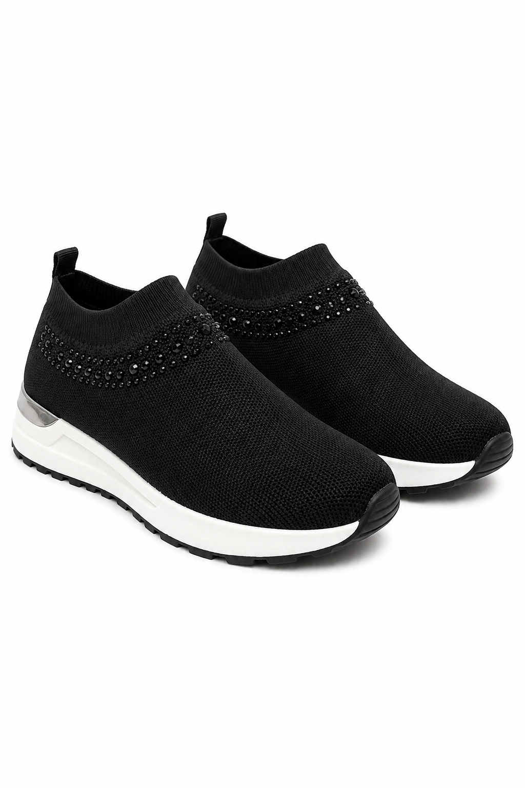 Crystal Halo Comfort Stretch Slip On Trainers Black