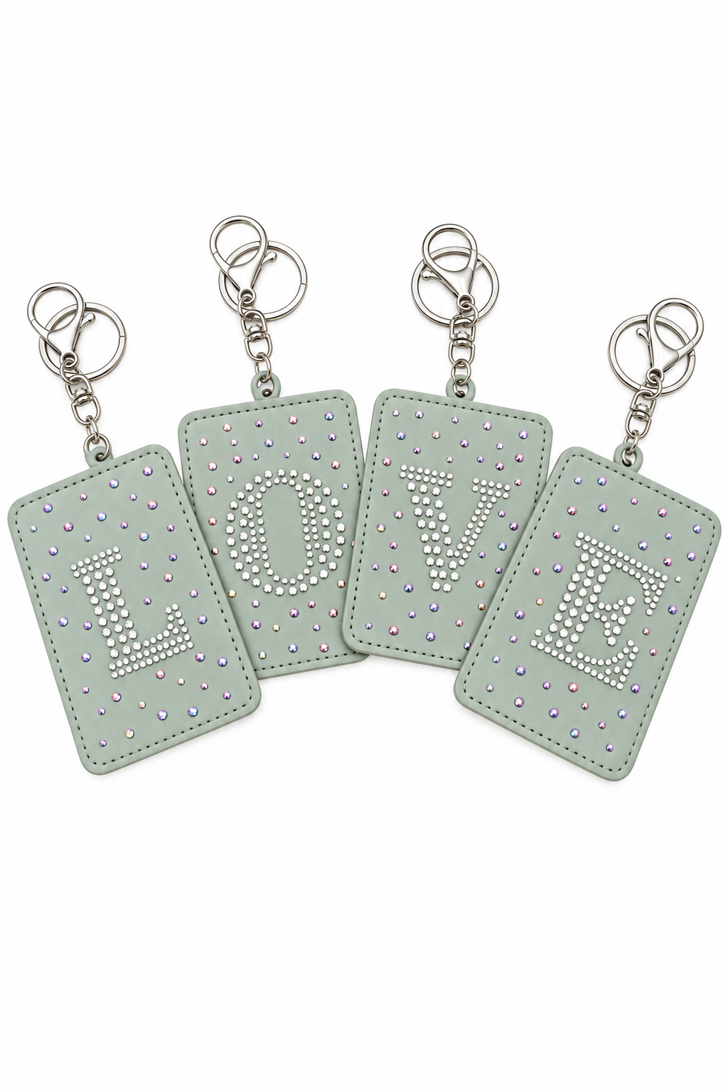 Crystal Initial Card Holder Keyring Grey