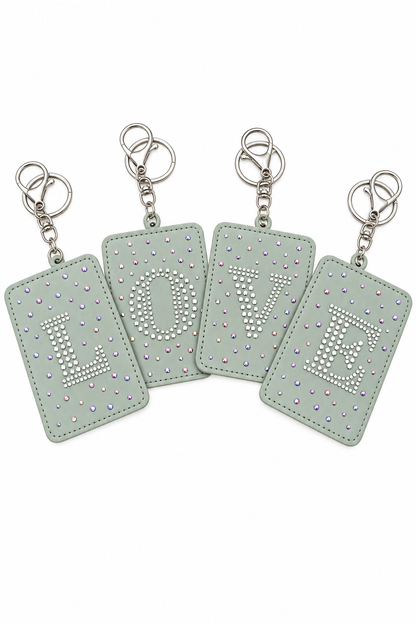 Crystal Initial Card Holder Keyring Grey