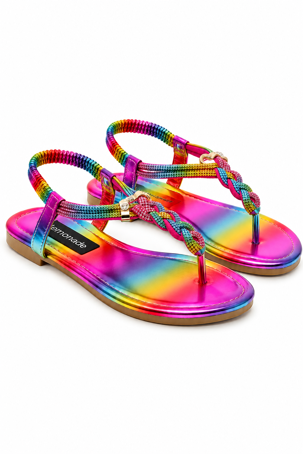 Crystal Knot Twist Sandals Rainbow