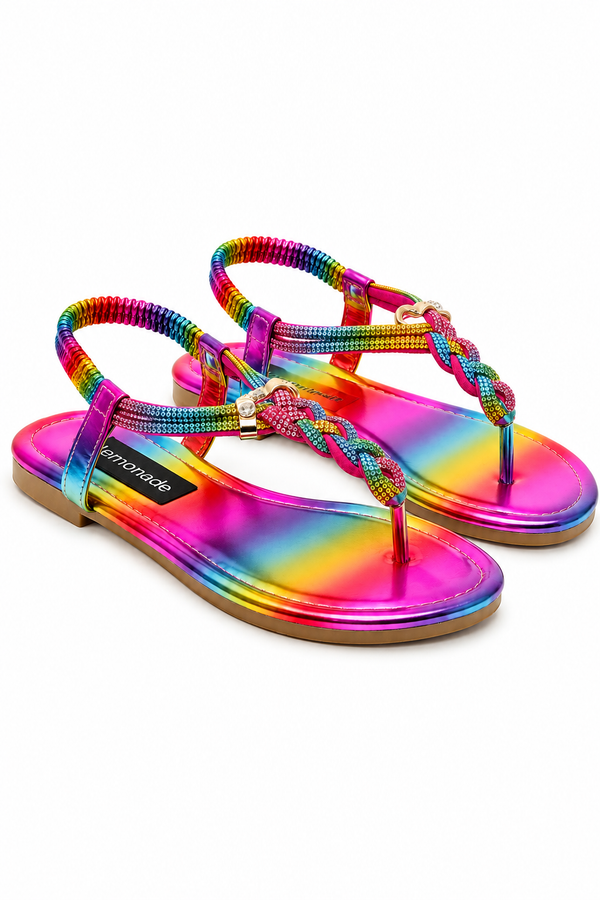 Crystal Knot Twist Sandals Rainbow