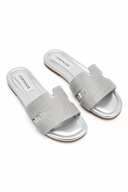 Crystal Lush Halo Sliders Silver