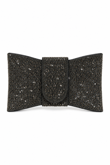 Crystal Luxe Bow Clutch Bag Black