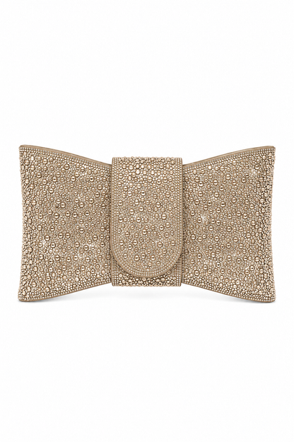 Crystal Luxe Bow Clutch Bag Gold