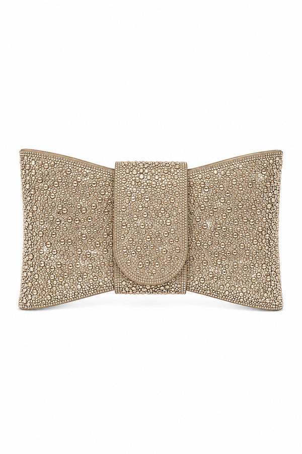 Crystal Luxe Bow Clutch Bag Gold