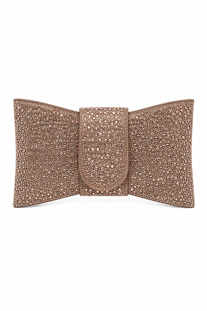 Crystal Luxe Bow Clutch Bag Rose Gold