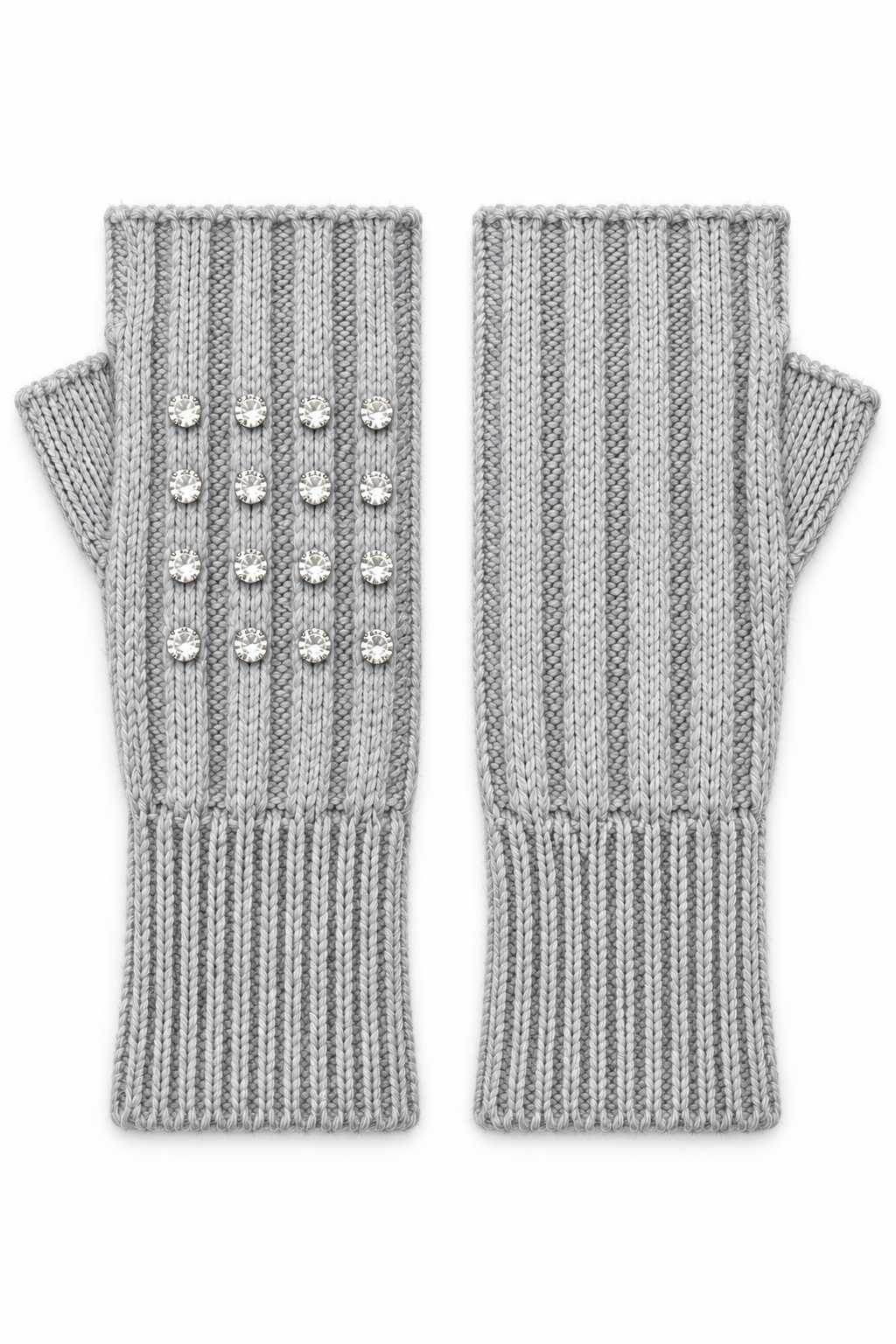 Crystal Luxe Fingerless Gloves Grey