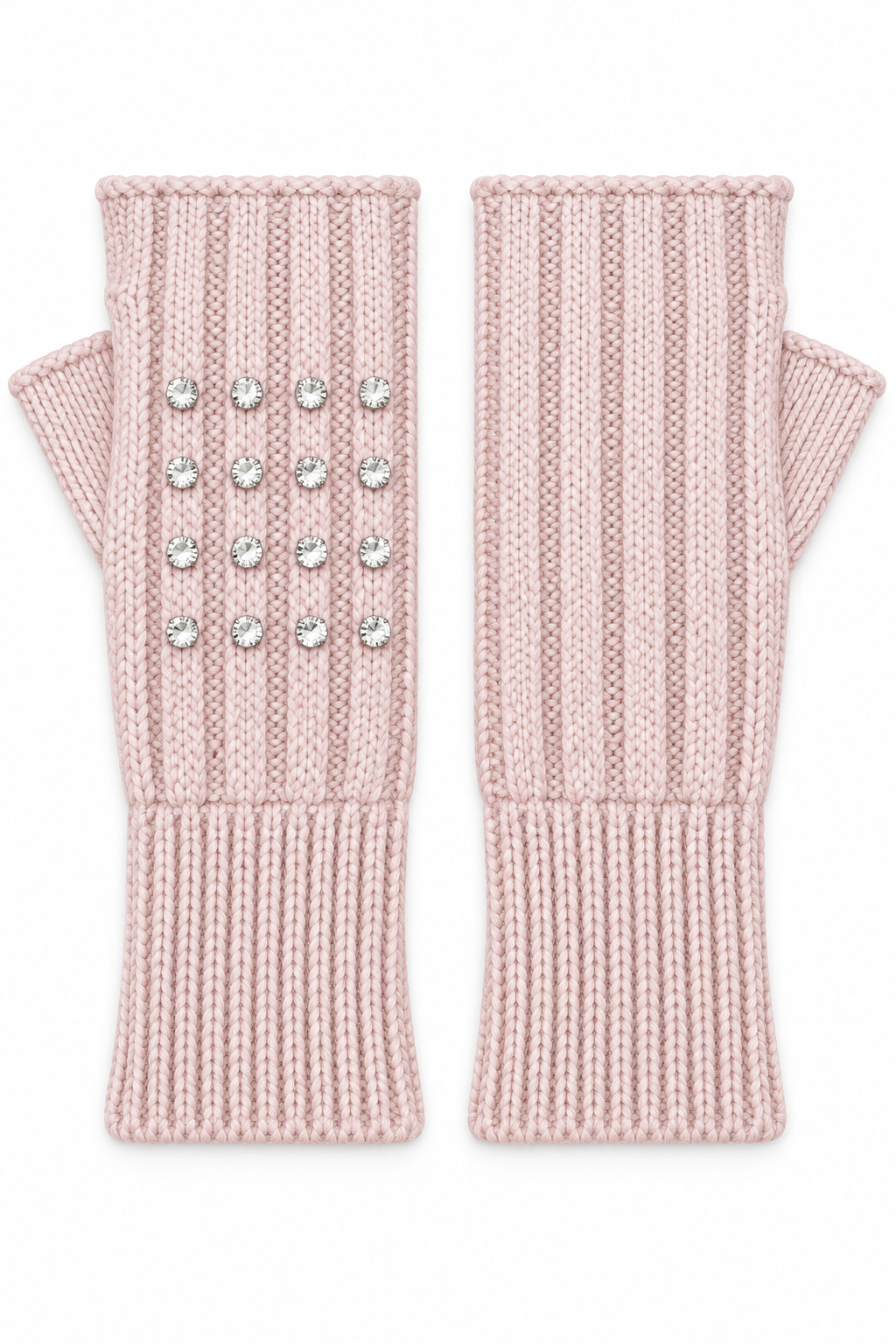 Crystal Luxe Fingerless Gloves Pink