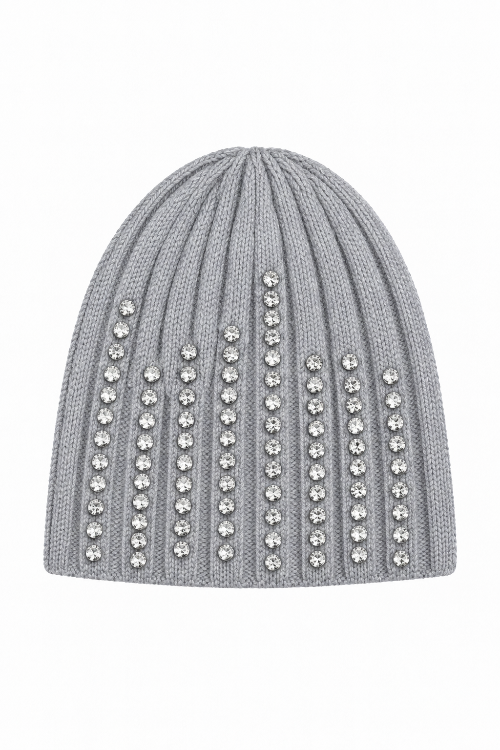 Crystal Luxe Knitted Beanie Hat Grey