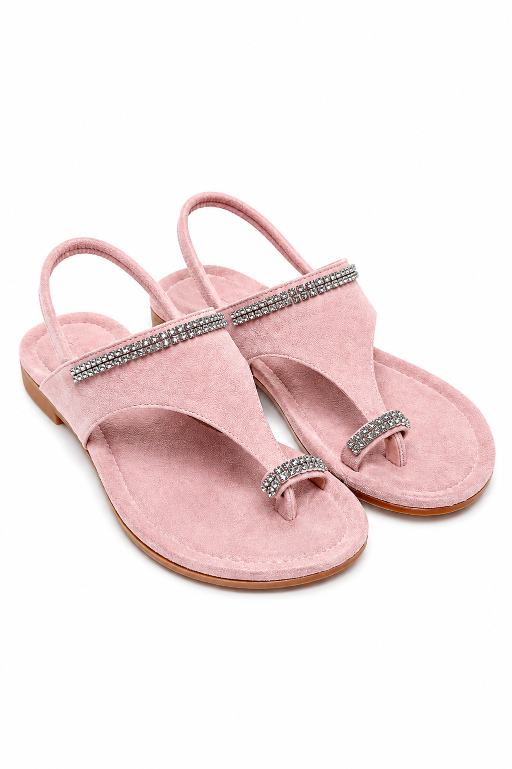 Crystal Luxe Line Toe Post Sandals Pink