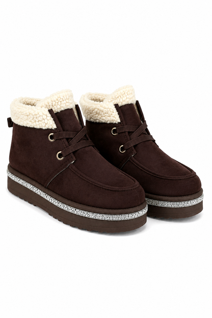 Crystal Luxe Lodge Faux Fur Lined Boots Brown