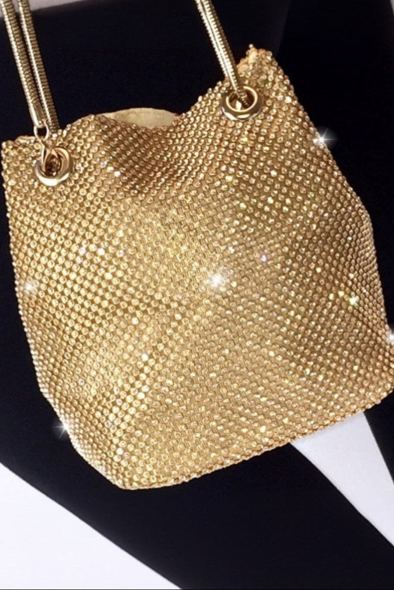 Crystal Mini Slouch Bag Gold