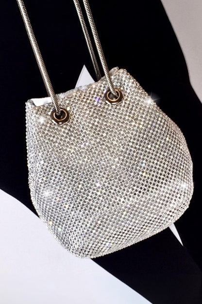 Crystal Mini Slouch Bag Silver