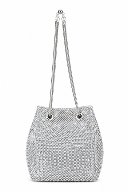 Crystal Mini Slouch Bag Silver