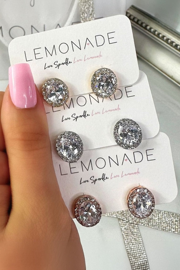 Crystal Oblique Earring Studs
