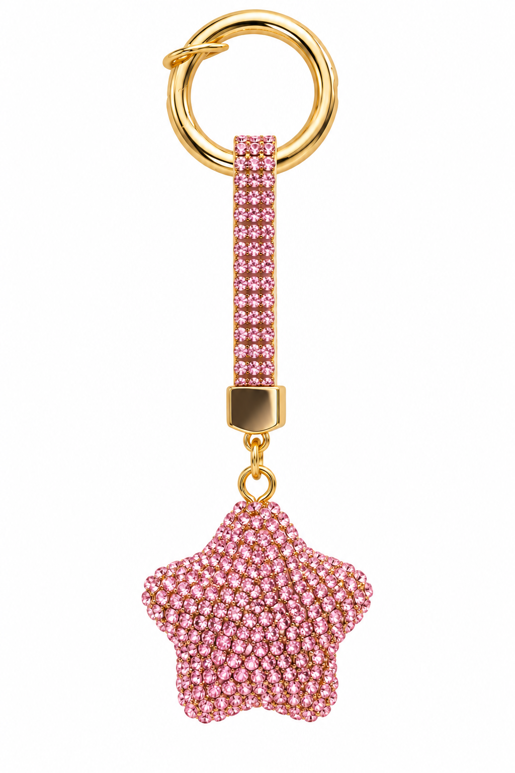 Crystal Pink Diamante Star Bag Charm Keyring