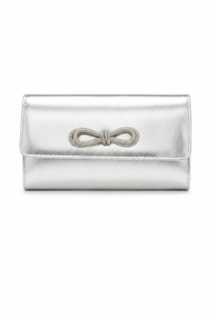 Crystal Sassy Bow Bag Silver