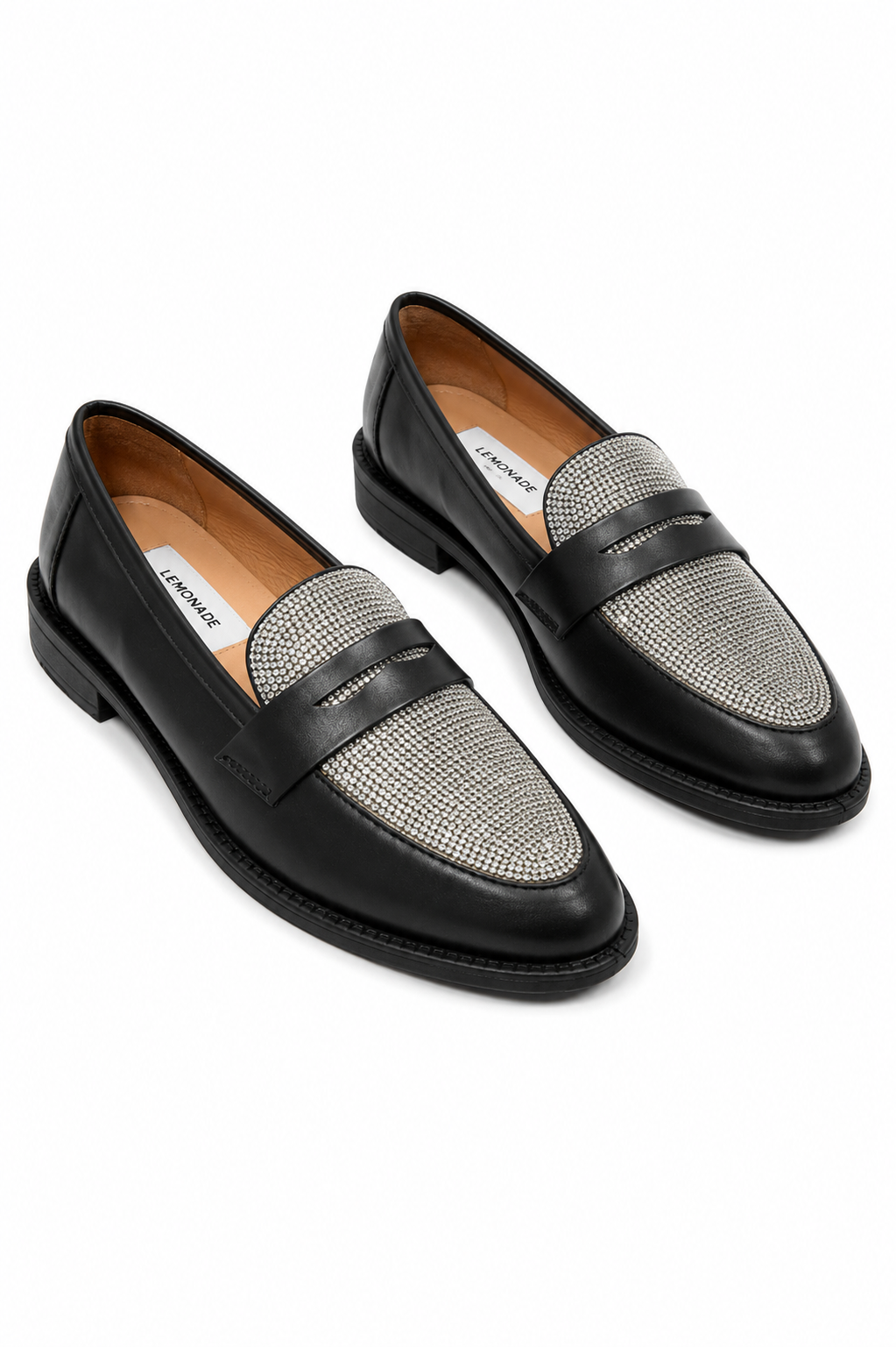 Crystal Shimmer Dream Panel Loafers Black