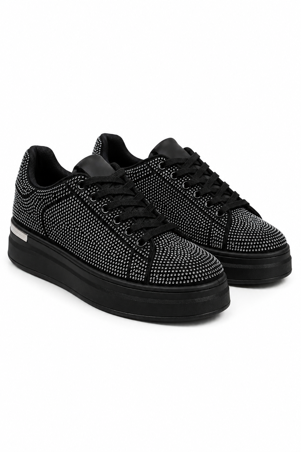Crystal Society Glow Lace-Up Chunky Platform Trainers Black