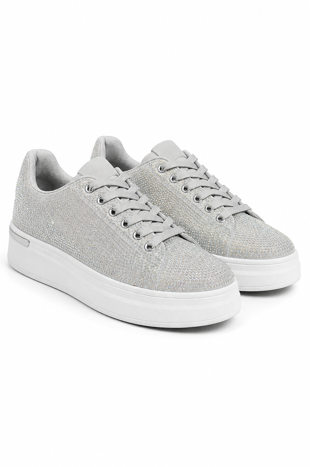 Crystal Society Glow Lace-Up Chunky Platform Trainers Silver