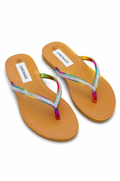 Crystal Sparkle Flip Flops Rainbow