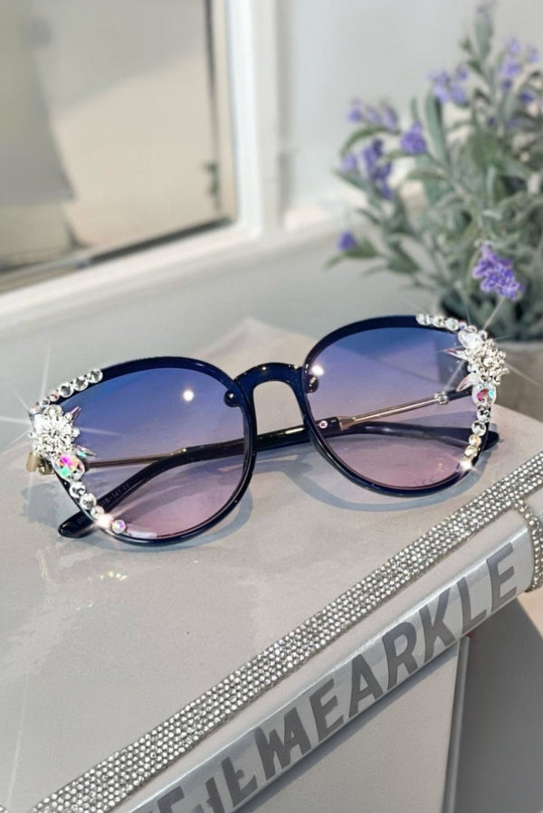 Crystal Sparkle Sunglasses Blue