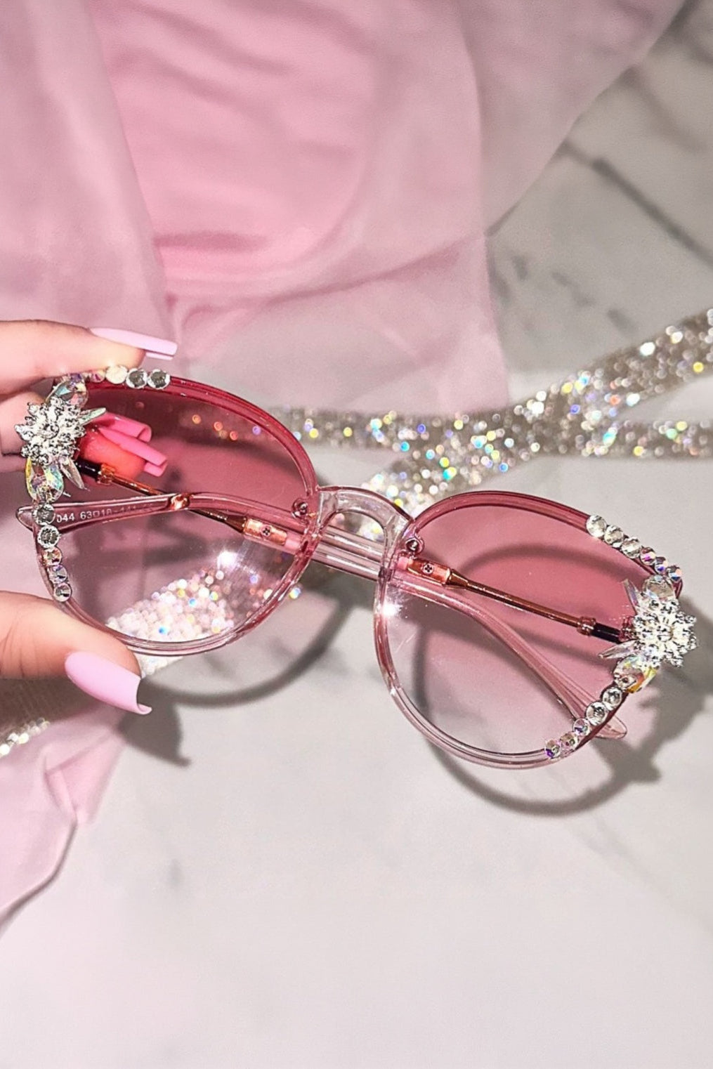 Crystal Sparkle Sunglasses Pink