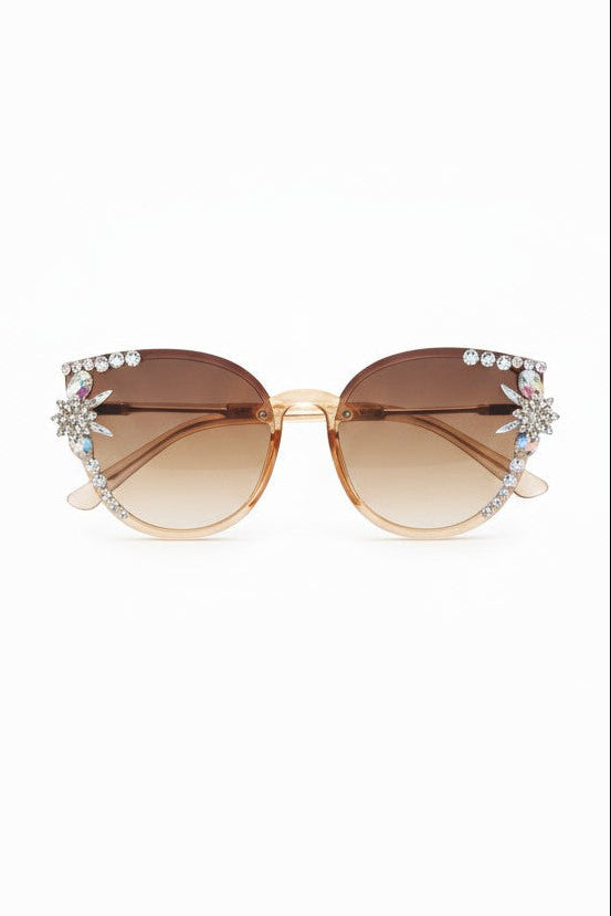Crystal Sparkle Sunglasses Tan