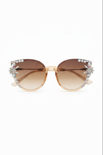 Crystal Sparkle Sunglasses Tan